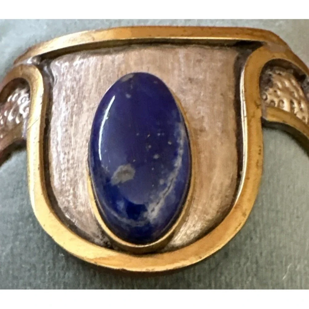 VTG NEW MORITA GIL MID CENTURY MODERNIST BRUTALIST Cuff BRACELET LAPIS LAZULI